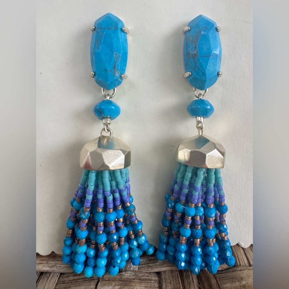 Kendra Scott Dove Tassel Earrings in Gold & Turquoise Howlite